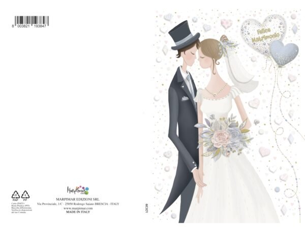 BIGLIETTO MATRIMONIO CON FOIL ORO LOC09