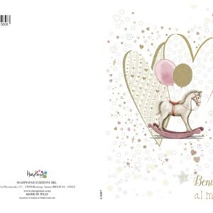 BIGLIETTO NASCITA ROSA FOIL ORO LOD87