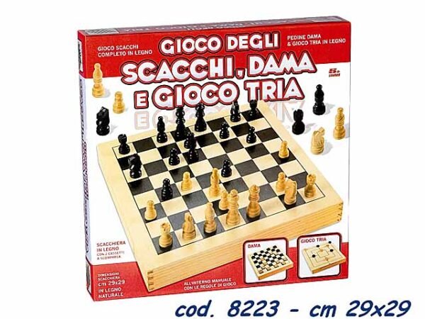 GIOCO SCACCHI DAMA LEGNO 8223