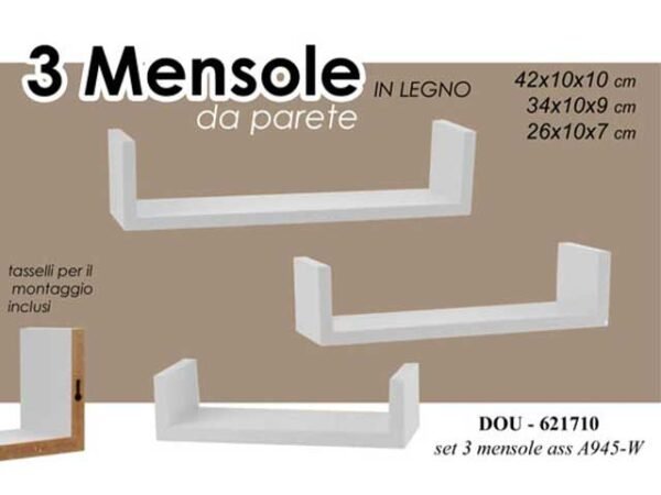 L.BIANCA MENSOLE 3pz 42/34/26cm 621710