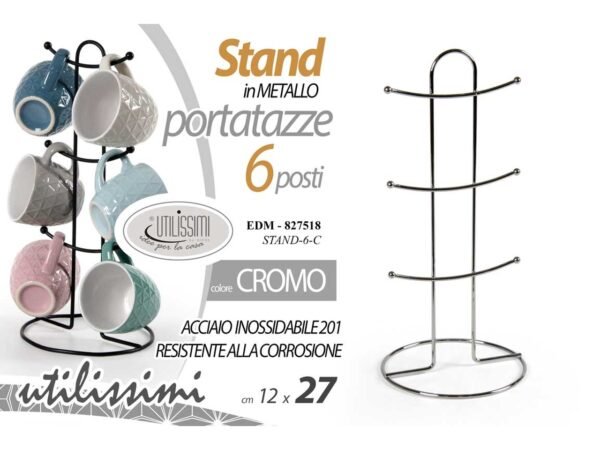 STAND CROMO 6 TAZZINE 12X12X27CM 827518