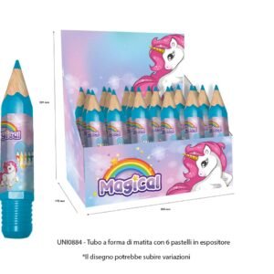 UNICORNO 6 COLORI MATITA TUBO UNI0884