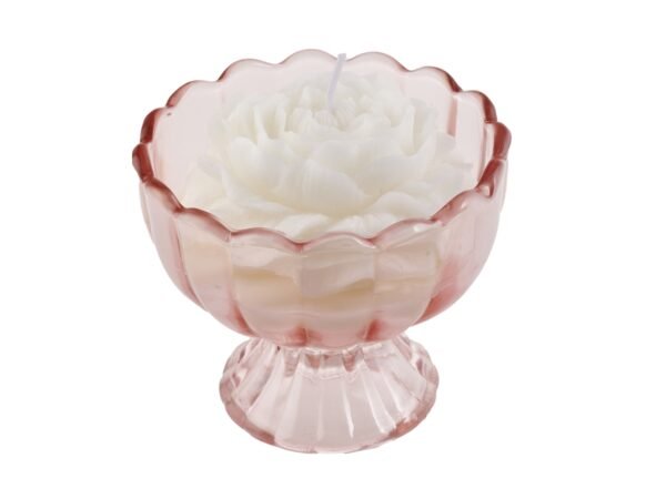 CANDELA C/ALZATINA VETRO ROSA 9X7 FS7/S