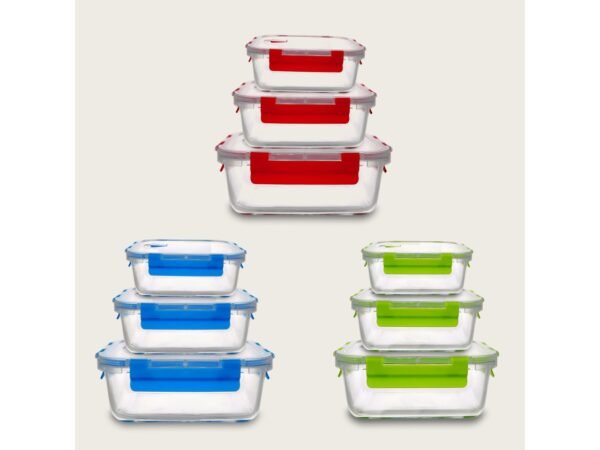CONTENITORI VETRO QUADRATI 3PZ 58356