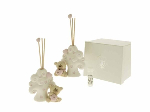 PALLINO ORSO DIFFUSORE ROSA H10cm03A006