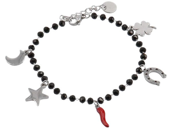 BRACCIALE CRISTALLI NERI STELLA FERRO